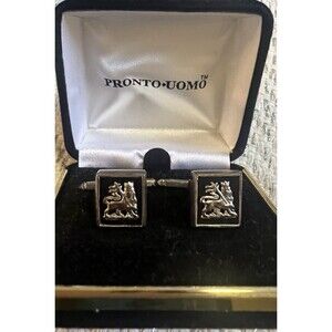 Vintage Men’s Pronto Uomo Lion Of Judah Cufflinks Silver Tone